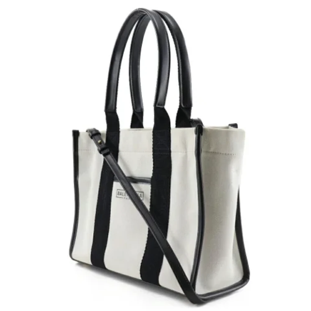 Balenciaga Vintage Tweedehands Wit Canvas Balenciaga Tote White Dames