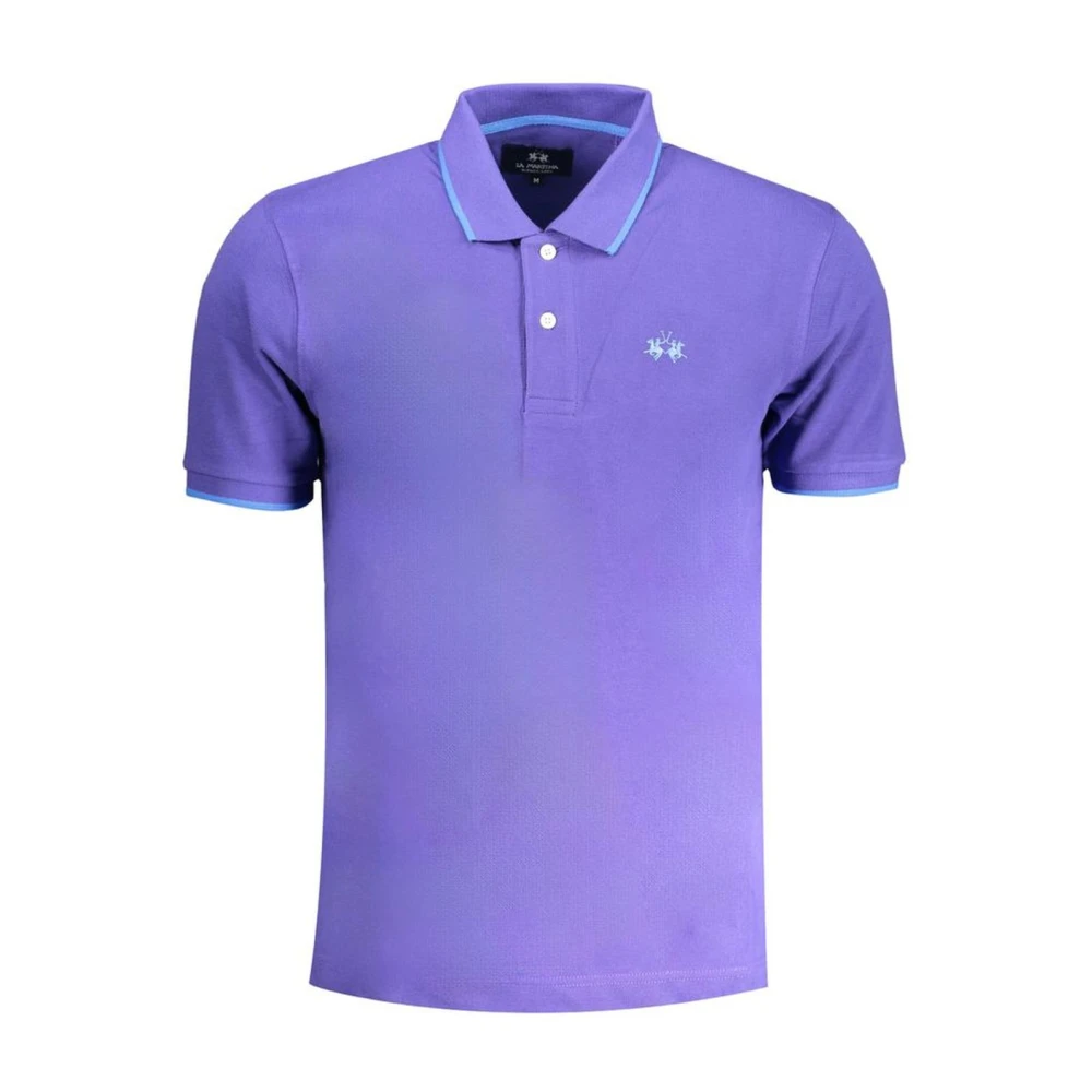 LA MARTINA Polo Shirt met Contrast en Borduursel Purple Heren