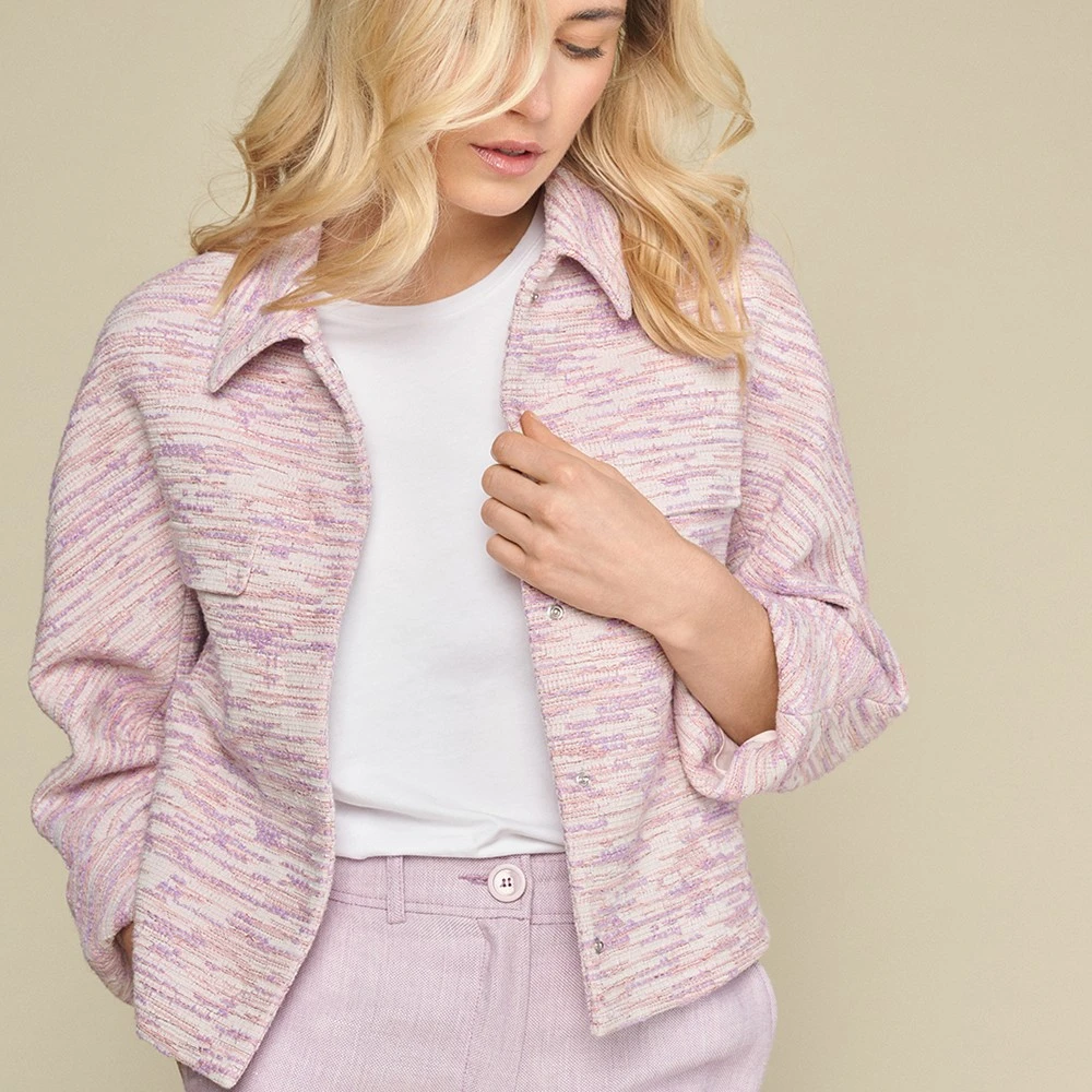Marie Méro Stijlvolle Lila Oranje Lurex Jas Purple Dames