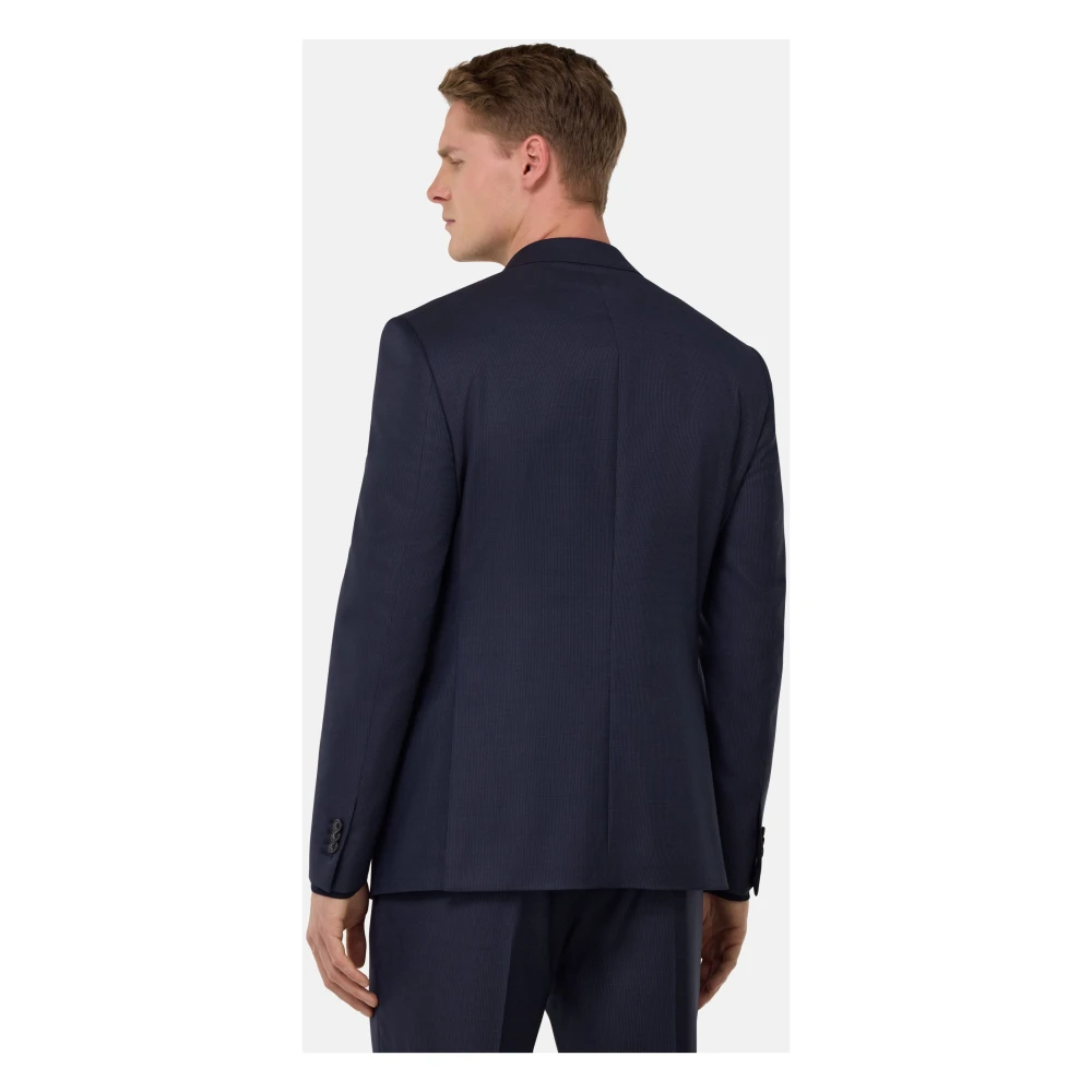 Boggi Milano Fijn Gestreept Stretch Wollen Pak Blue Heren