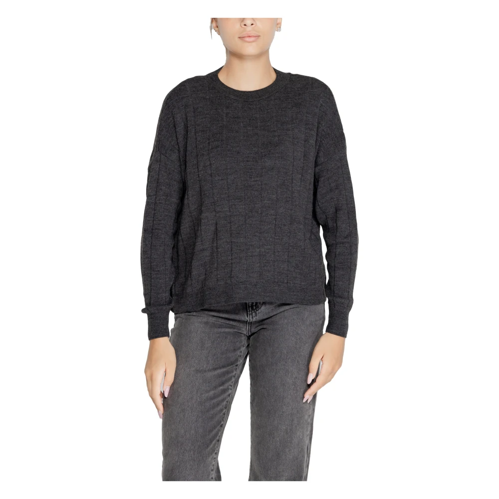 Only Grijze Gebreide Trui Vrouwen Herfst Winter Gray Dames