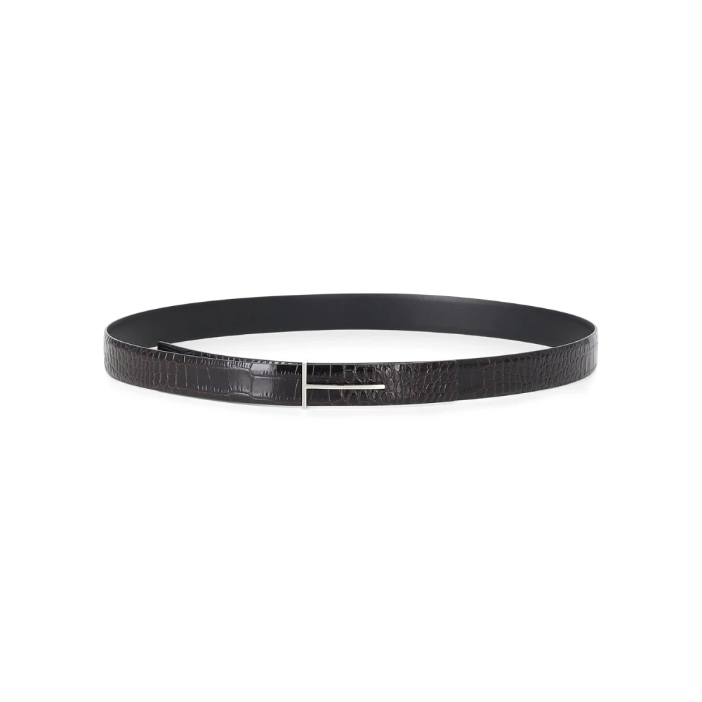 Tom Ford Men's Brown Belts, 105 Cm, Croc-Embossed Calf Leather Belt