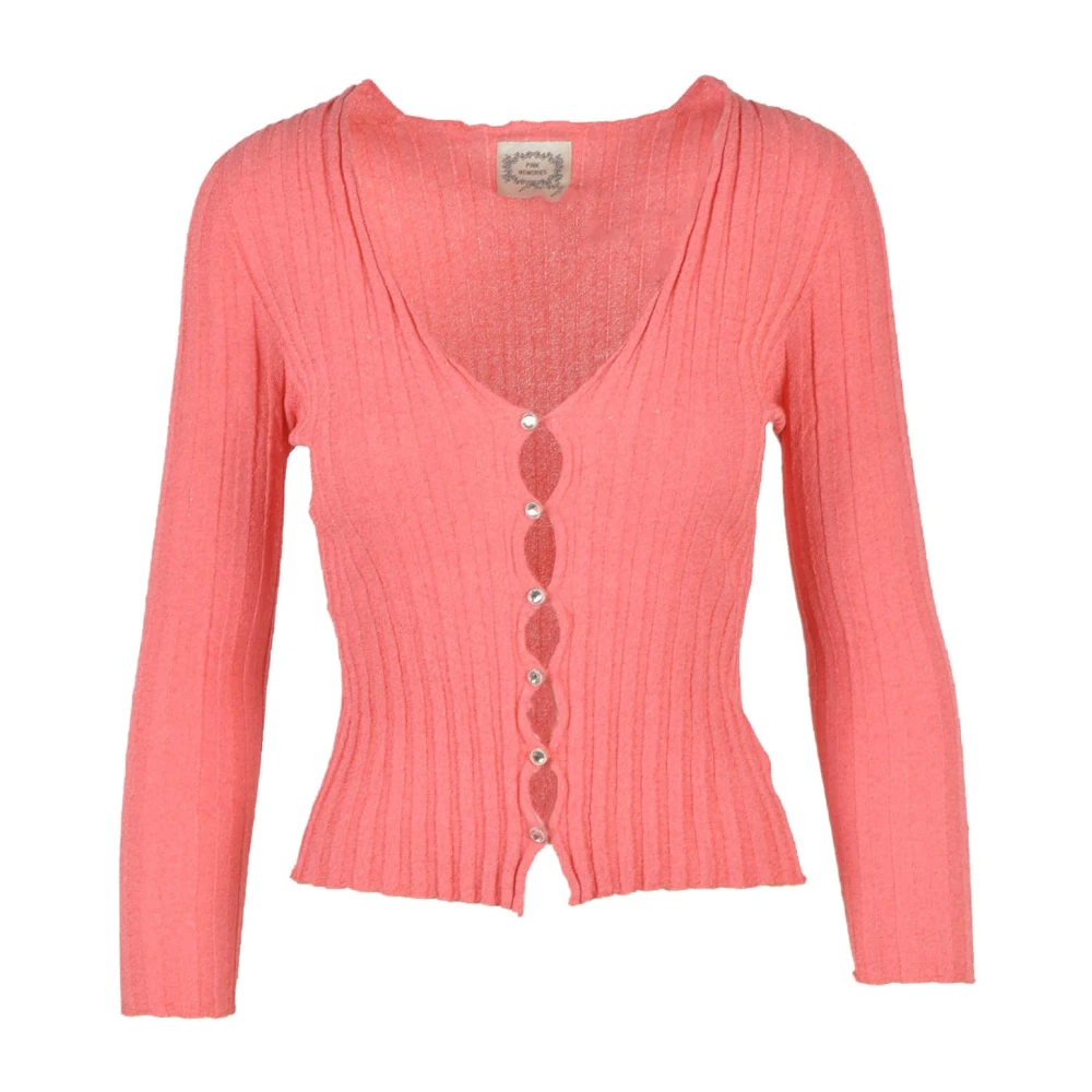 Pink Memories Metallic Fiber Gebreide Top Pink Dames