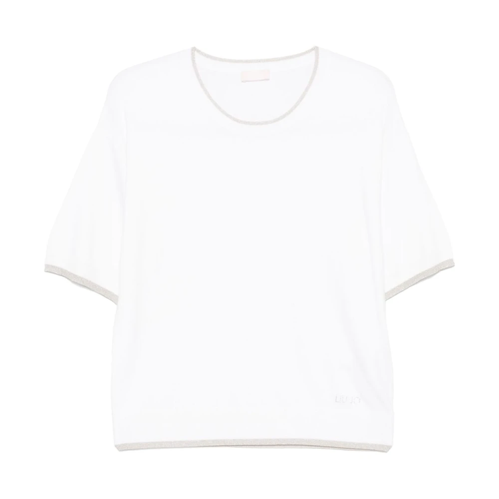 Liu Jo Witte Logo Sweater met Lurex Detailing White Dames