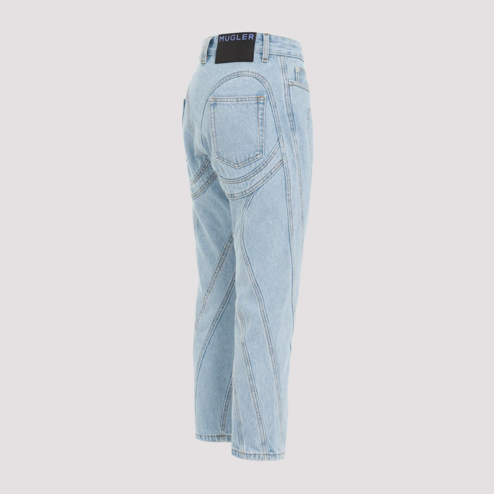 Mugler Blauwe Katoenen Jeans Rechte Pijp Blue Dames