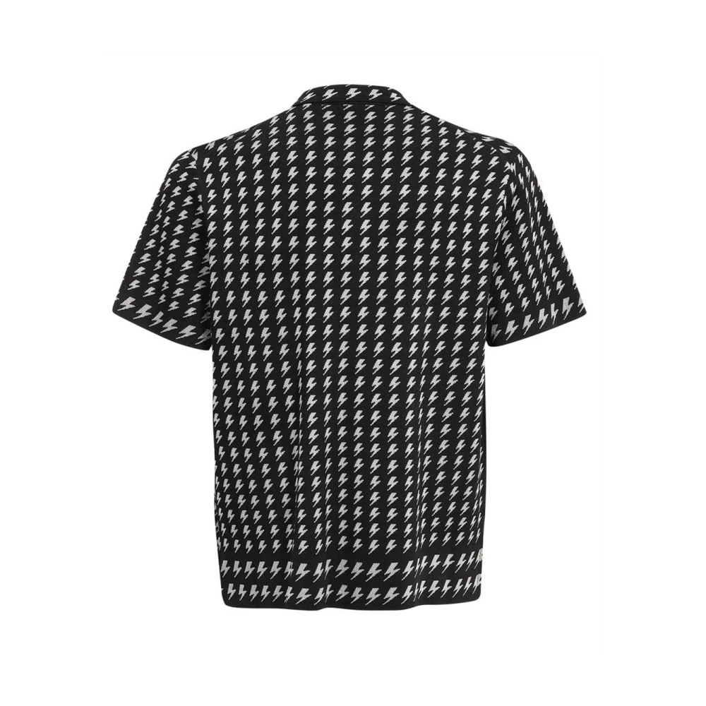 Neil Barrett Jacquard Logo Gebreide Polo Shirt Black Heren
