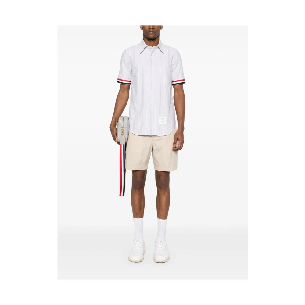 Thom Browne Verticaal Gestreept Katoenen Overhemd Gray Heren