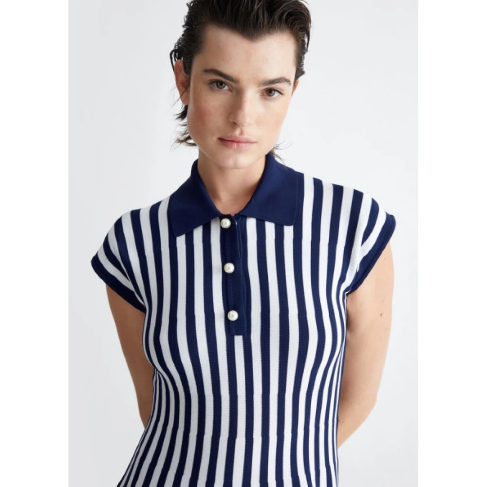 Liu Jo Gestreepte Wijdvallende Jurk Blue Dames