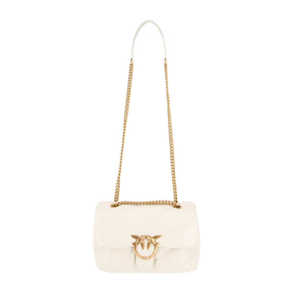 pinko Gewatteerde leren Love Bag met Birds gesp White Dames