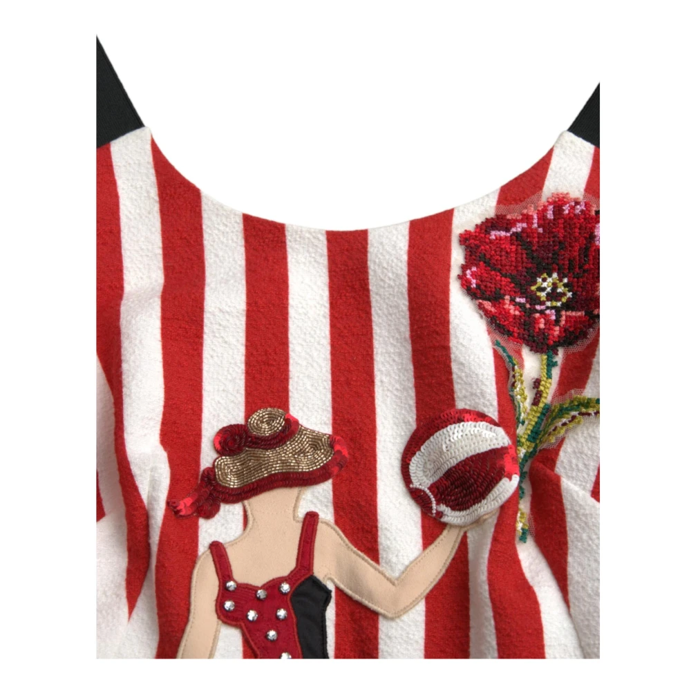 Dolce & Gabbana Rode Bloemen Sheath Midi Jurk Multicolor Dames