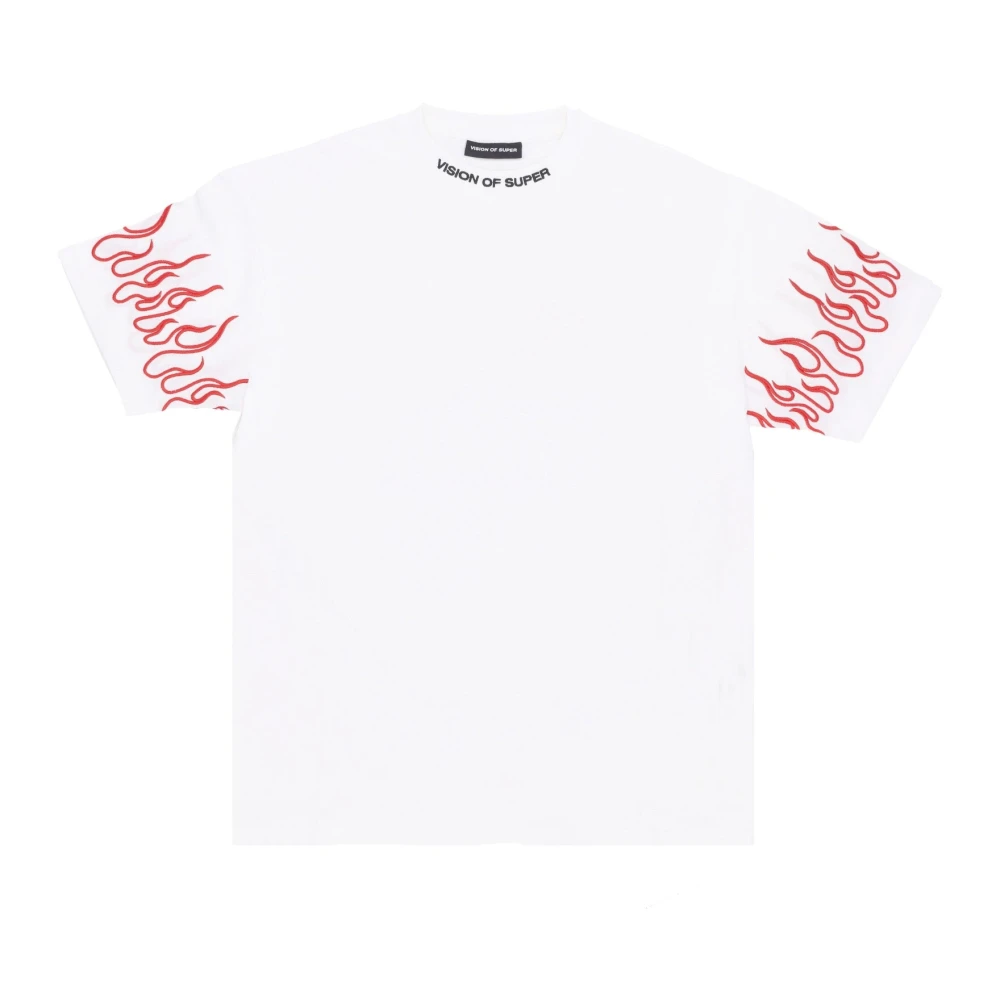 Vision OF Super Flames Broderad T-shirt Vit/Röd White, Herr