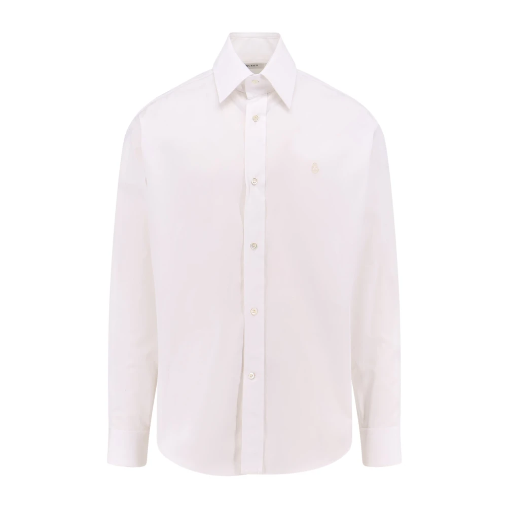 Alexander Mcqueen Men's White Iconic Embroidered Shirt