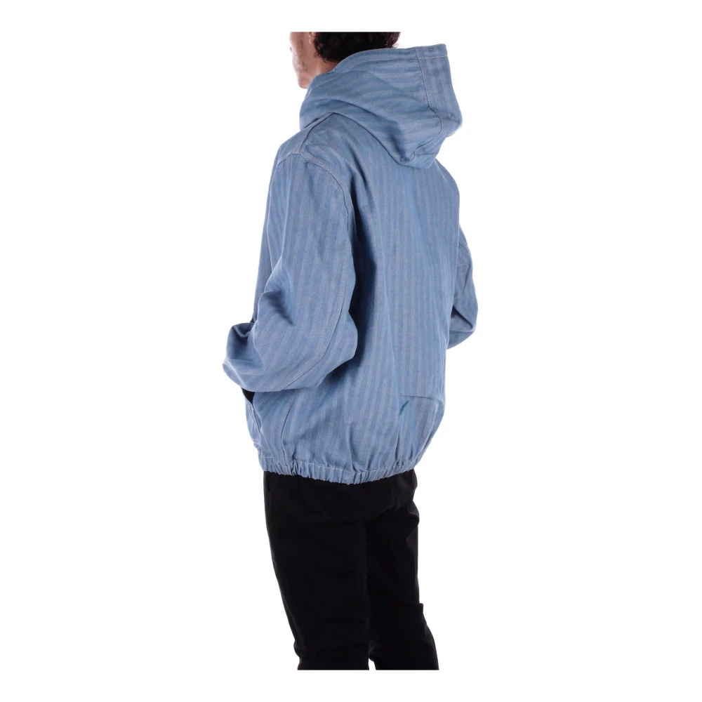 Carhartt WIP Denim Hooded Jas Logo Rits Zakken Blue Heren