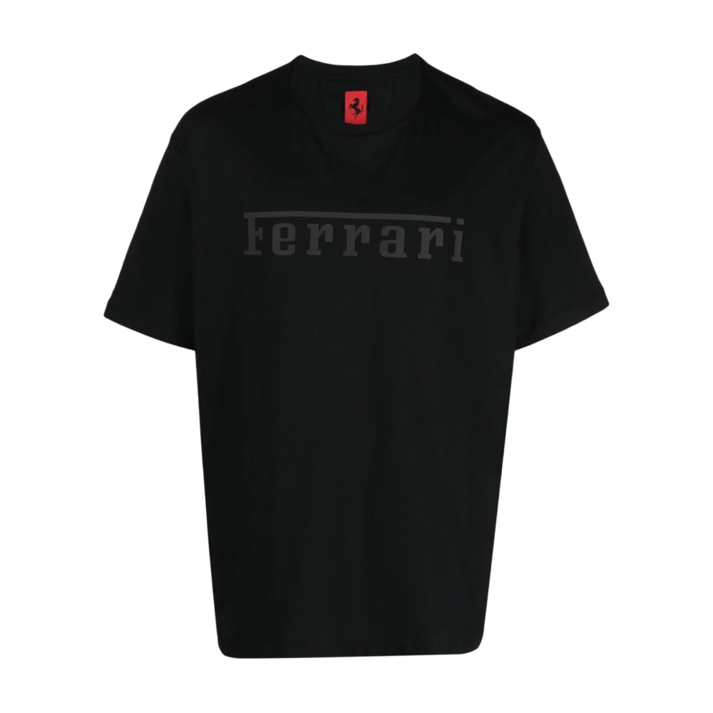 Ferrari Svart Logo-Print Bomull T-Shirt Black, Herr