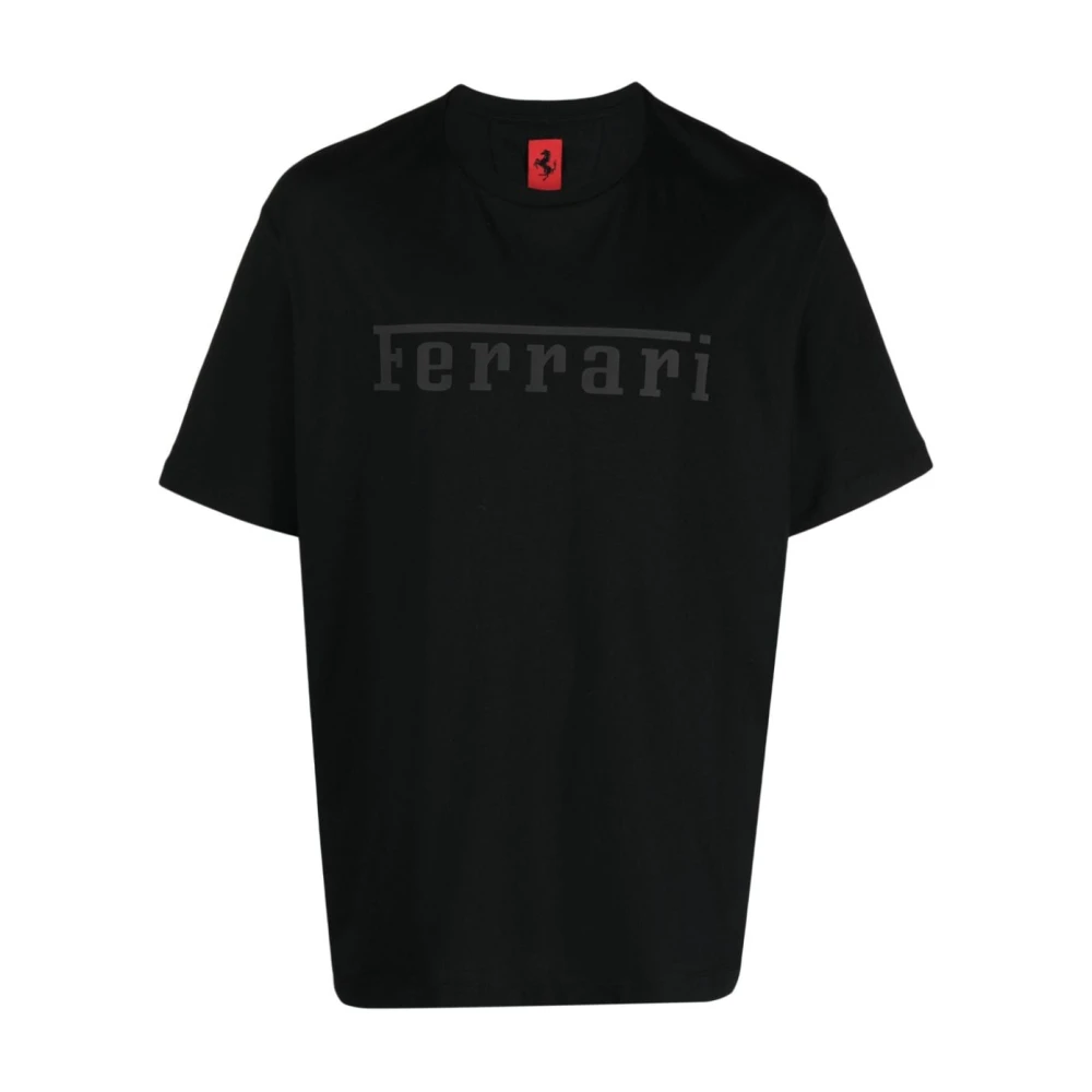 Ferrari Zwart Logo-Print Katoenen T-Shirt Black Heren