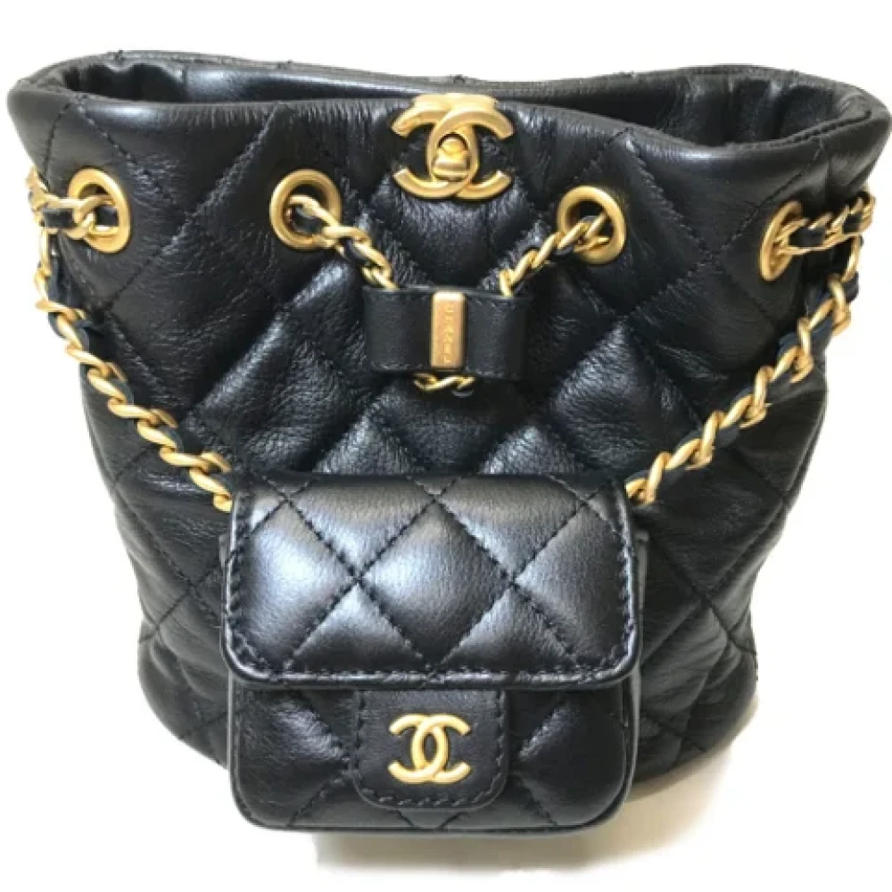 Chanel Vintage Pre-owned Leather backpacks Black Dames
