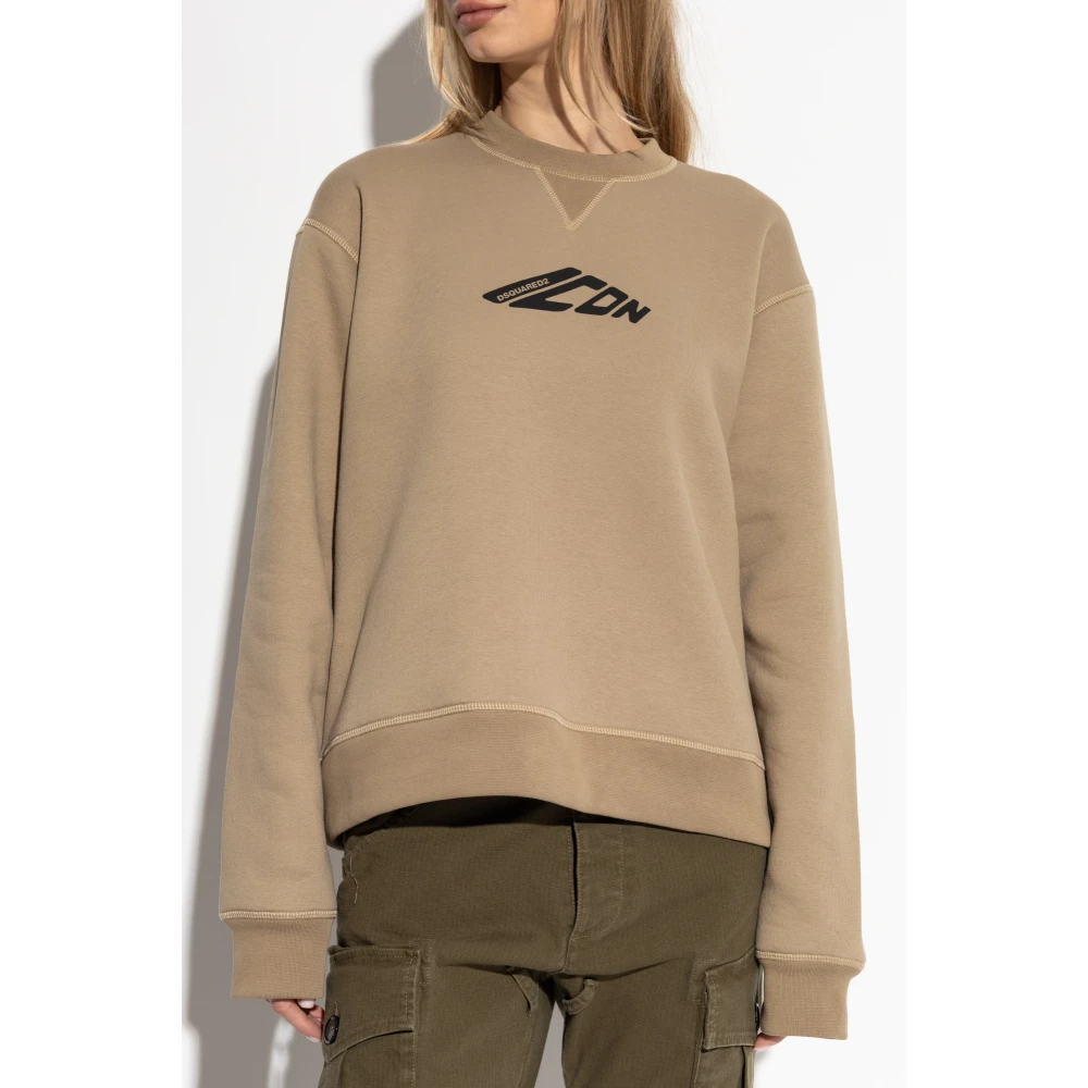Dsquared2 Sweatshirt met bedrukt logo Beige Dames