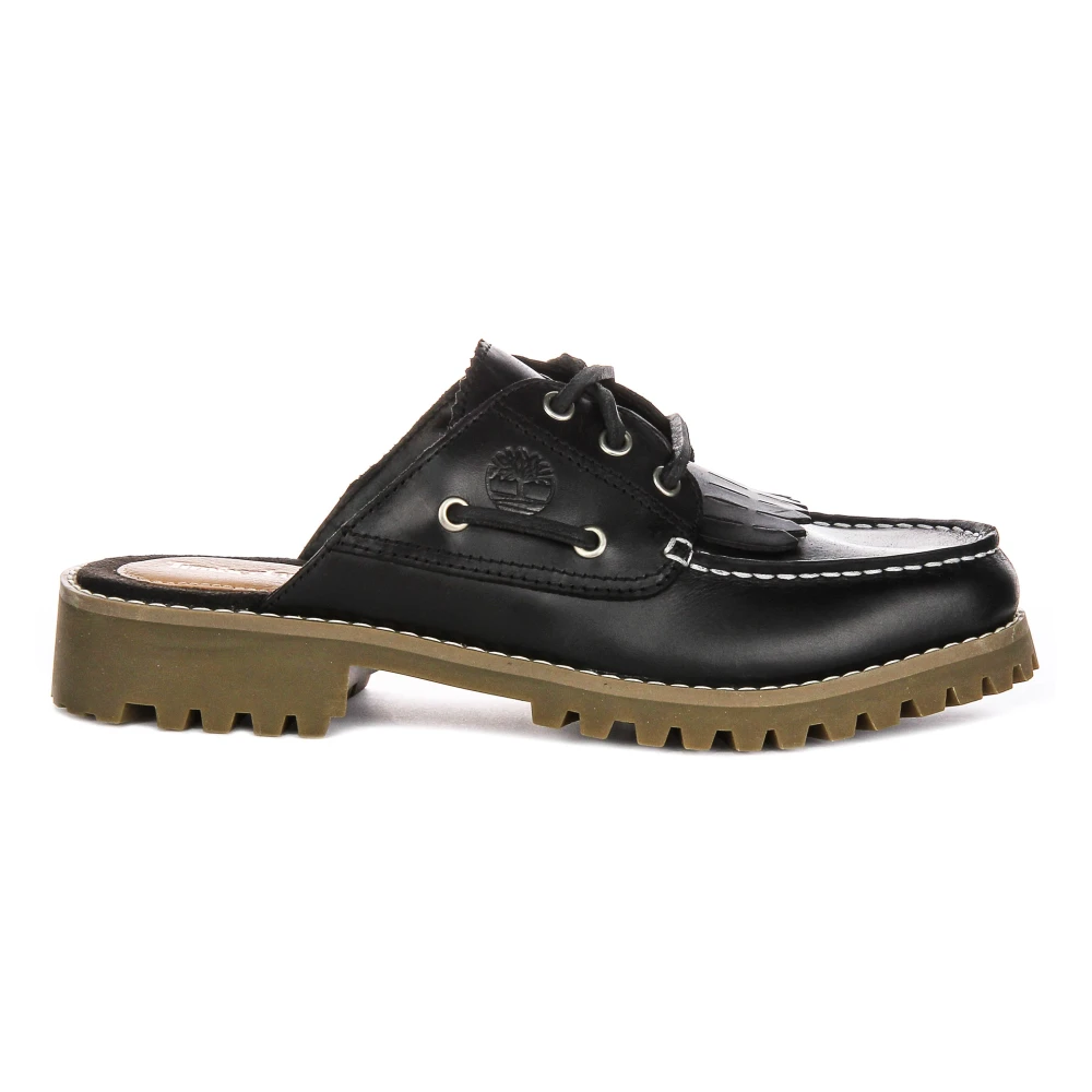 Timberland Women's Black Mules, 7 Uk, Leather Mule Boat Shoes