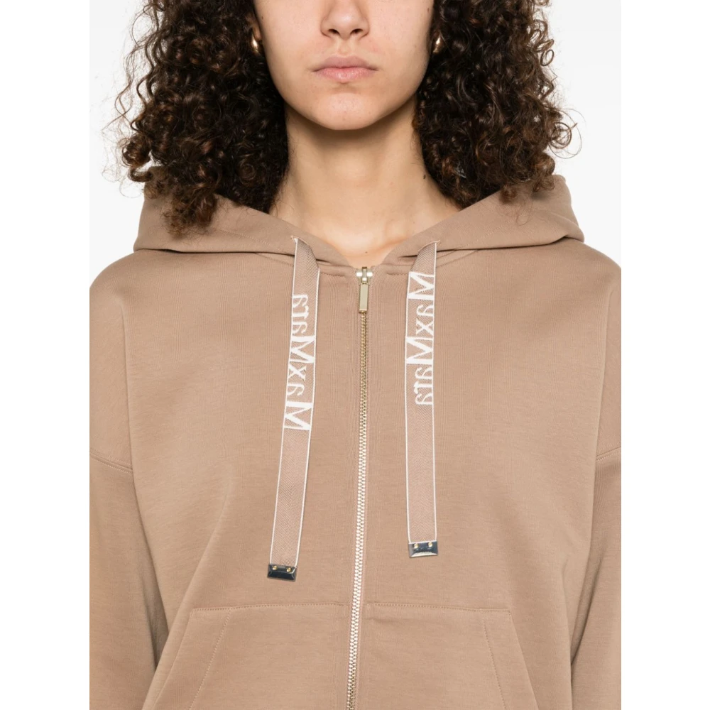 Max Mara Kameelbruine hoodie met ritssluiting aan de voorkant Brown Dames
