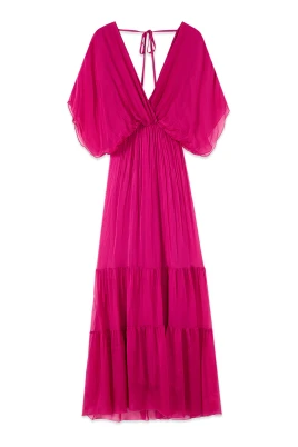 Lång Klänning i Silk Blend Voile