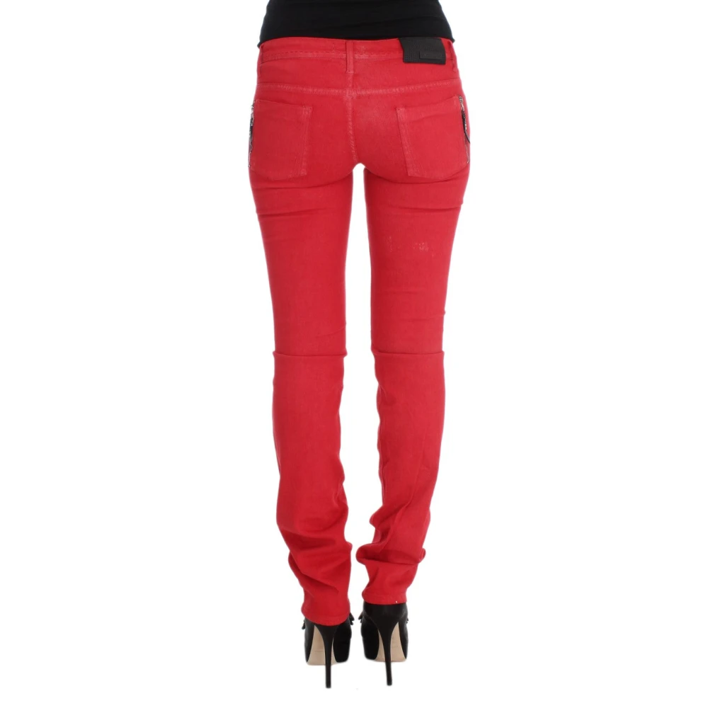 Costume National Rode Slim Fit Jeans Red Dames