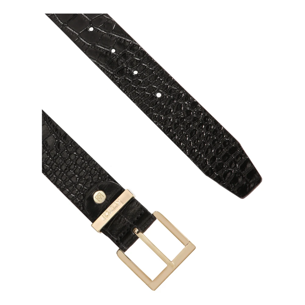 Kazar Elegant breed riem in lakleer met reliëfpatroon Black Dames