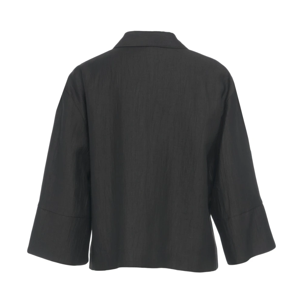 Kaos Zwarte Polo Kraag Blouse Elegante Stijl Black Dames