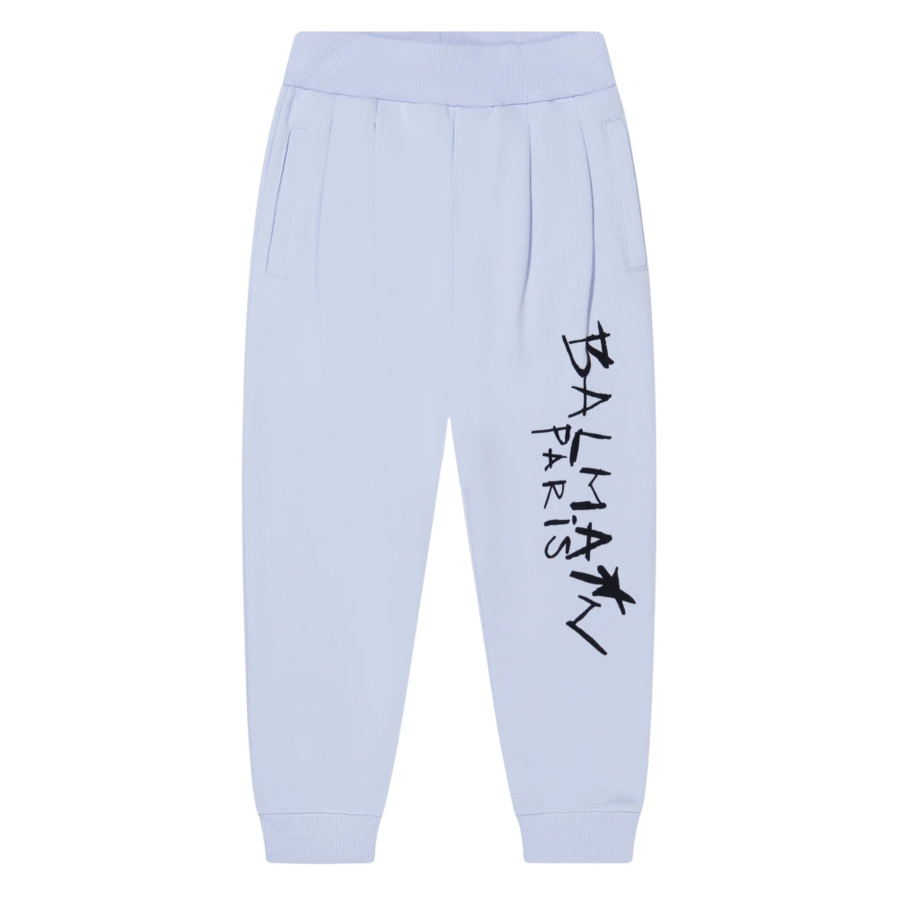Balmain Boys Blue Logo Print Joggers In - Sweatpants - 8 Y - Kids