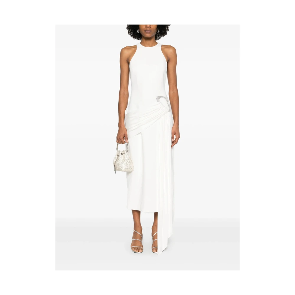 David Koma Witte Gedrapeerde Jurk met Achtersplit White Dames