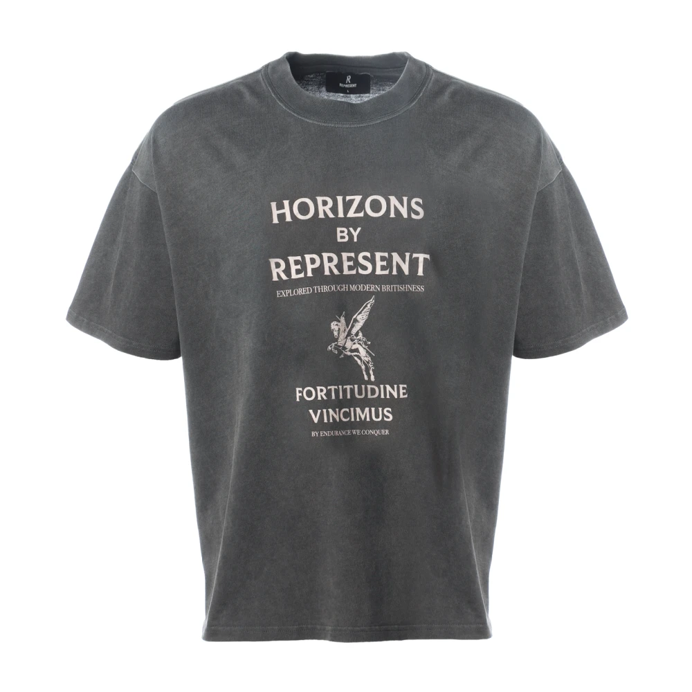 Represent Horizons Zwart Tekst-Print T-Shirt Gray Heren