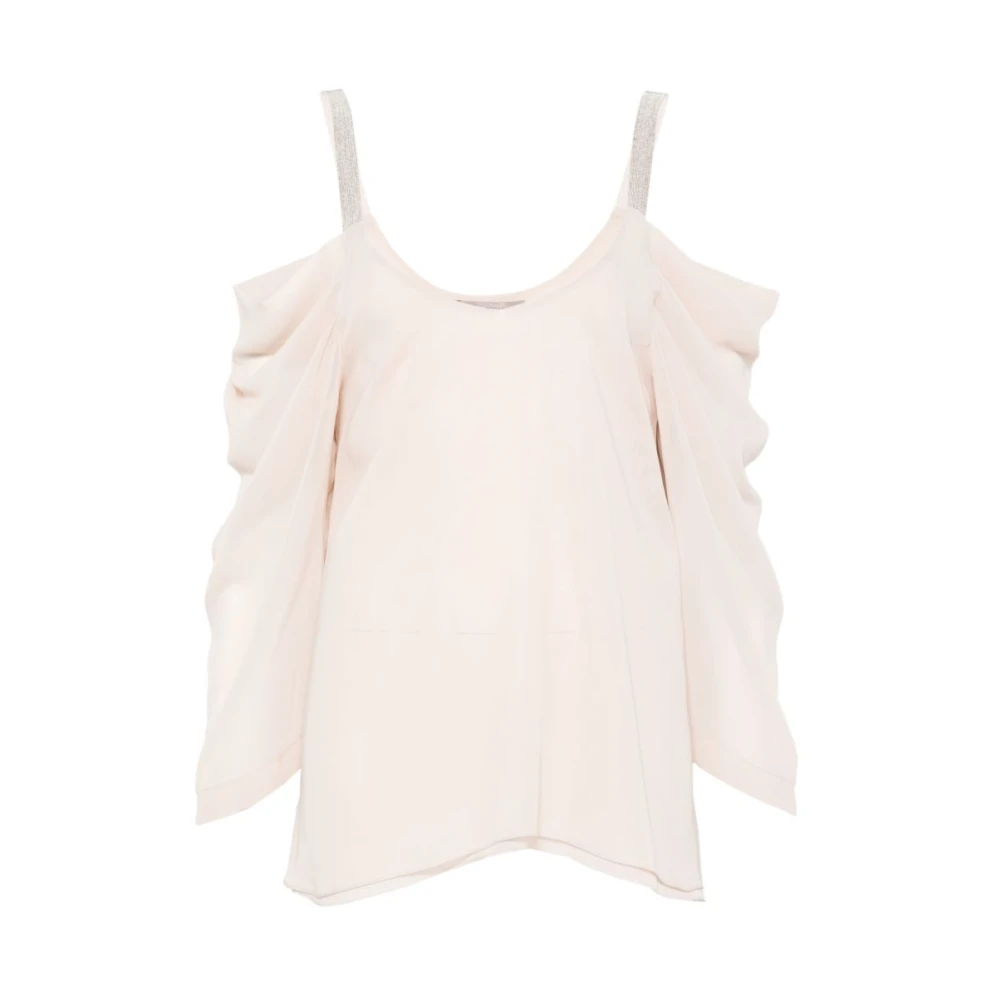 D.exterior Women's Beige Blouses, L, Classic Collar Shirt