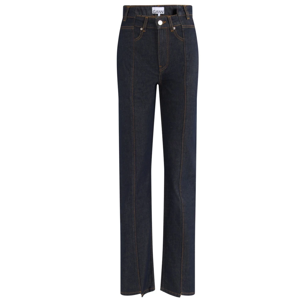 Ganni Slub Denim Fold Jeans - Woman Jeans Navy 26 - Immagine 4