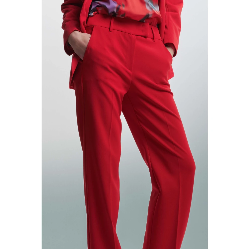 Kocca Minimalist Straight Leg Trousers Red Dames