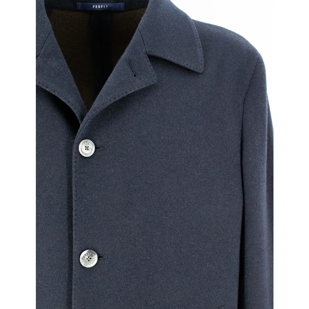 Fedeli Midi Dubbel Stof Jas Blue Heren