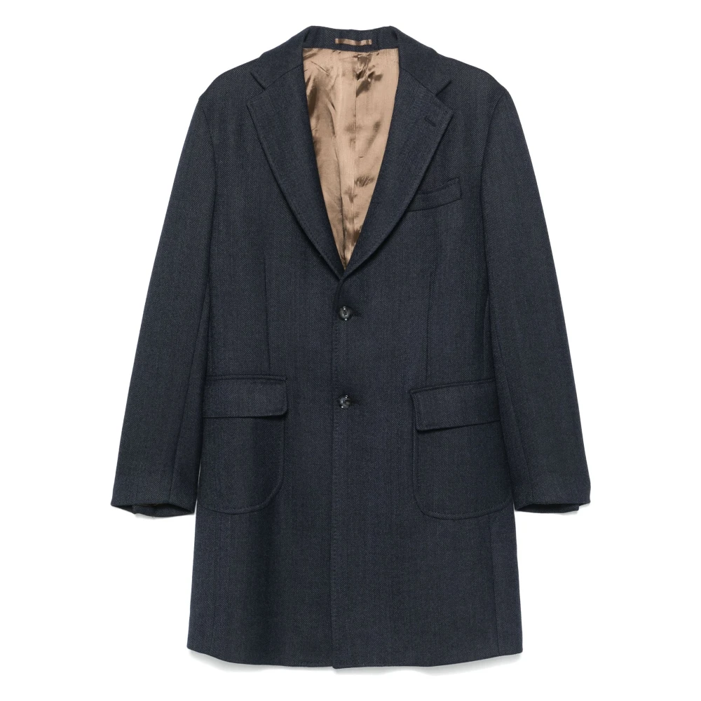 Barba Wollen jas met knoopsluiting Blue Heren