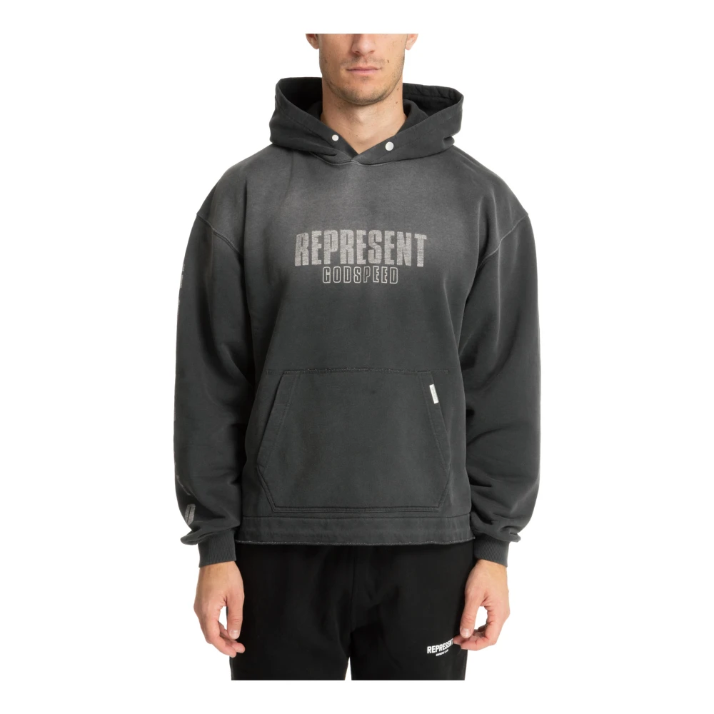 Represent Drukknoop Patroon Logo Zak Hoodie Black Heren