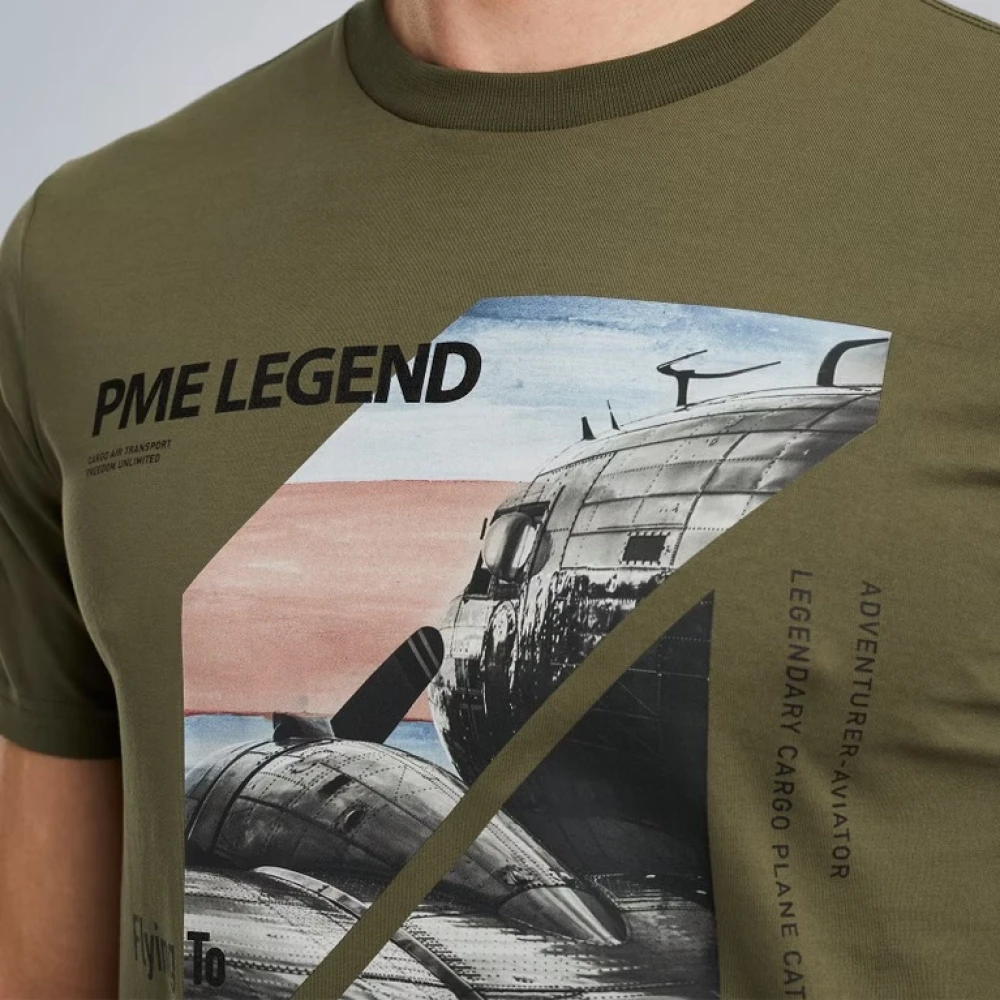 PME Legend Cargo Vliegtuig Print Jersey T-Shirt Green Heren