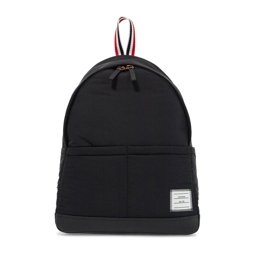 Thom Browne Elegante Multipocket Rugzak van Polyester en Leer Black Heren