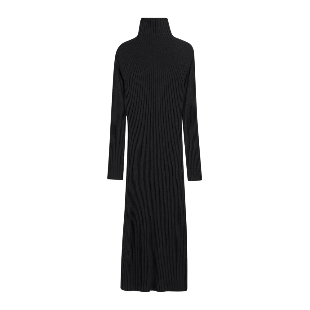 Joseph Zwarte Geribbelde Slim Fit Jurk Black Dames