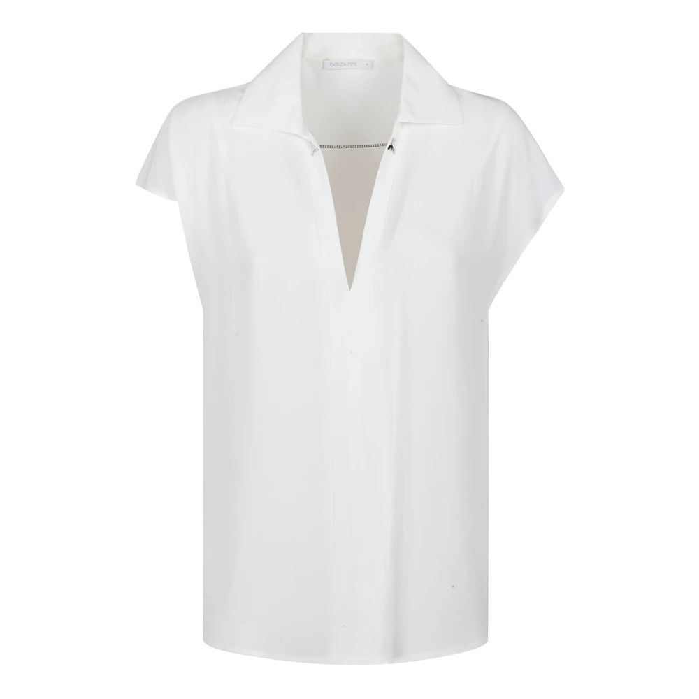 PATRIZIA PEPE Casual korte mouwen overhemd White Dames