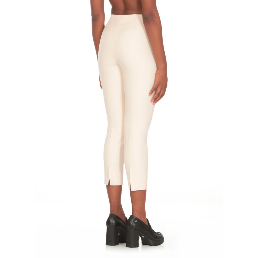 PESERICO Natuurlijke stoffen broek met zijritsen Beige Dames