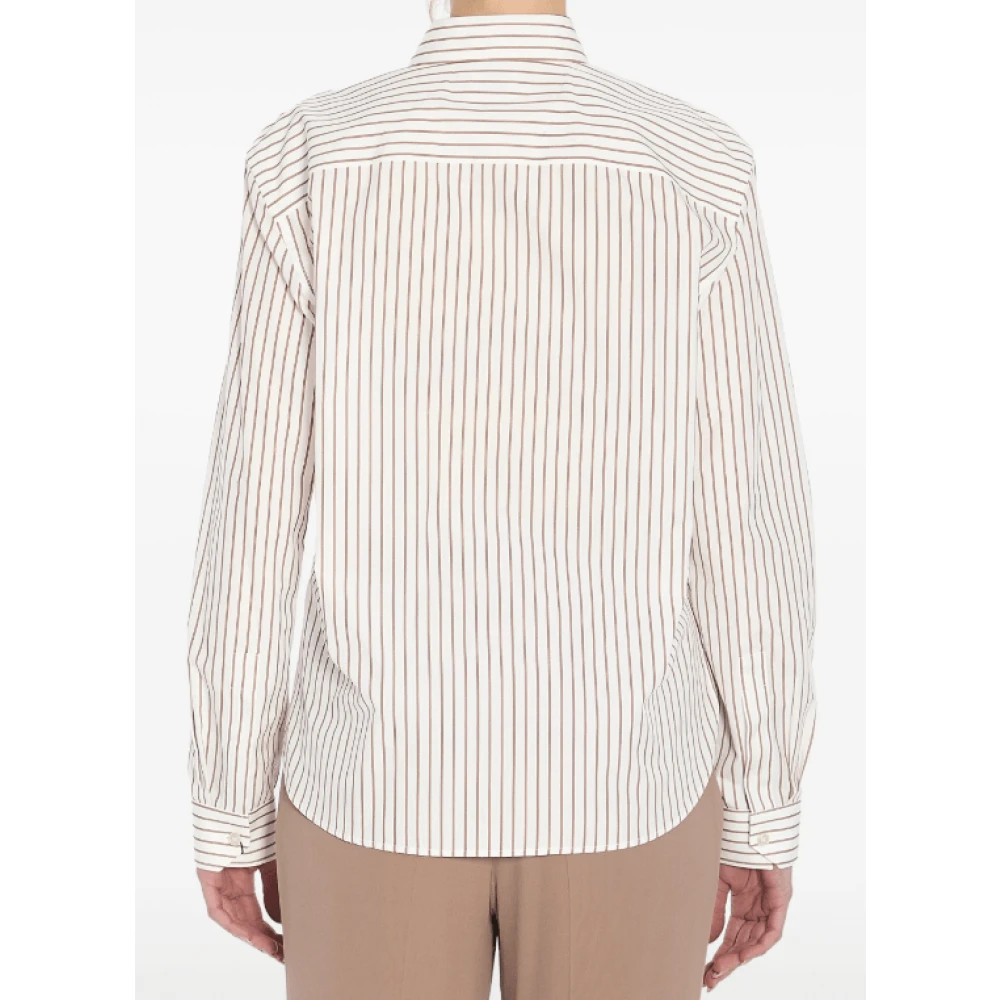 Saint Laurent Beige Gestreept Klassiek Kraag Overhemd Beige Dames
