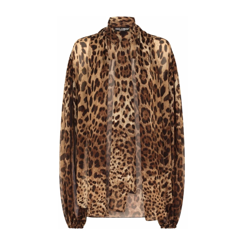 Dolce & Gabbana Luxe Zijden Overhemd Ss22 Collectie Beige Dames