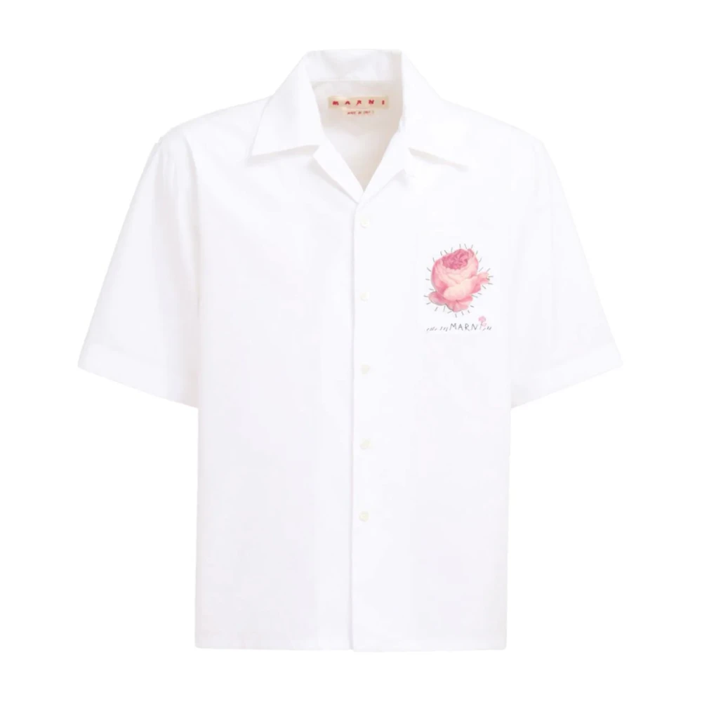 Marni Bloemen Logo Wit Shirt White Heren