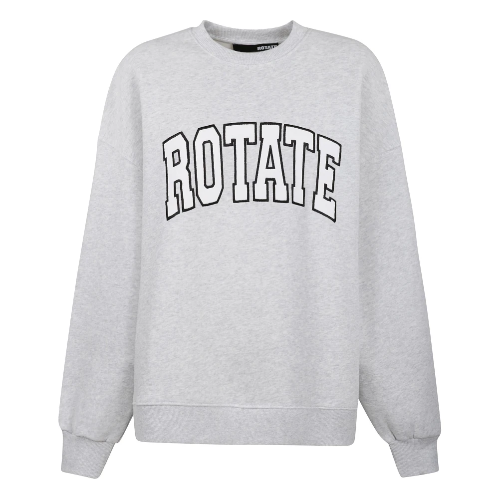 Rotate Birger Christensen Katoenen Crewneck Sweatshirt met Borduurwerk Gray Dames