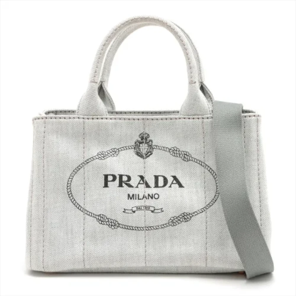 Prada Vintage Pre-owned Denim handbags Gray Dames