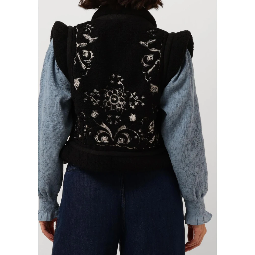 Antik batik Zwarte Elegante Gilet Blazer Black Dames