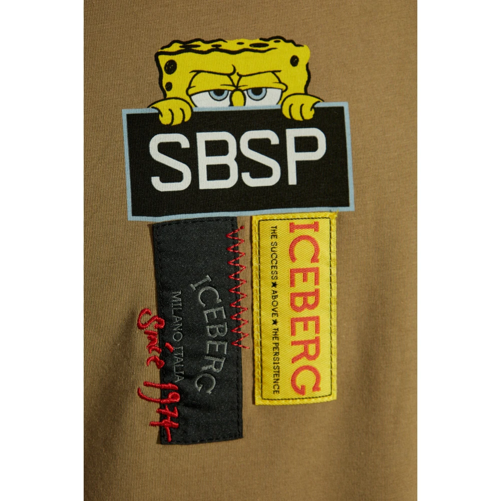Iceberg T-shirt met patches en print Beige Heren