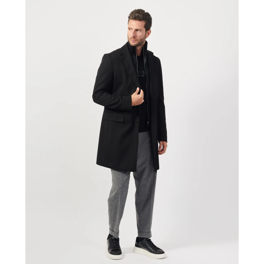 Hugo Boss Slanke wollen jas Black Heren