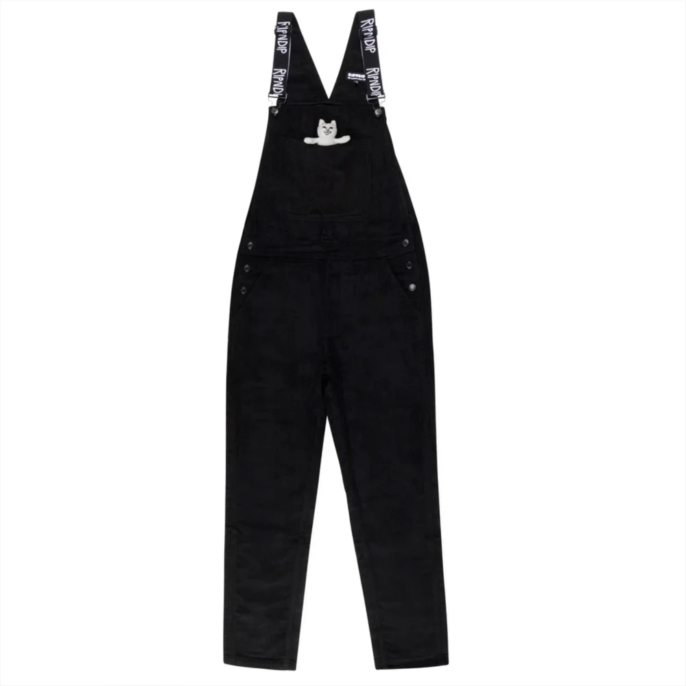 Ripndip Men's Black Velvet Overalls With Adjustable Straps - Jumpsuits - W28 - Jumpsuits & Playsuits